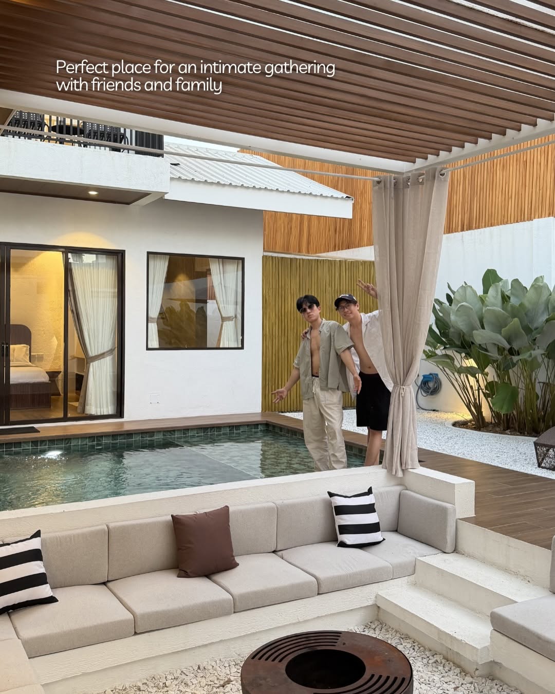Ayatana Sea Villas — sunken lounge and private pool full view with guests relaxing